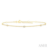 1/8 ctw Round Cut Diamond Station Bracelet in 14K Yellow Gold